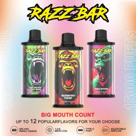 puff razz bar 15k rechargeable vape with type-c charging