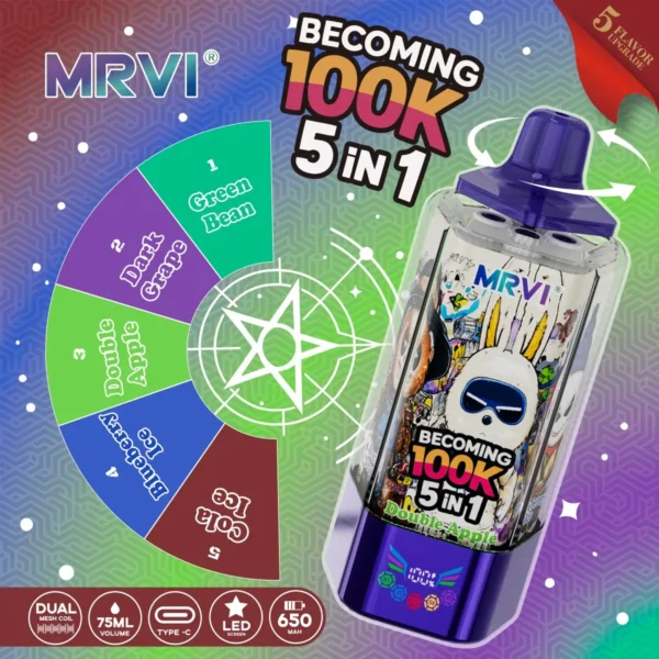 MRVI 100K dual mesh coil disposable vape box design