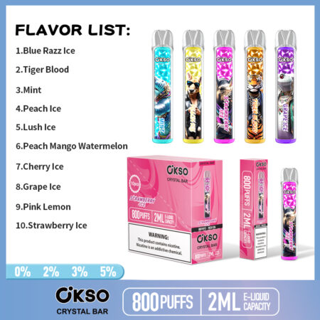 OKSO Crystal Bar 800 Mesh Coil Disposable Vape Device